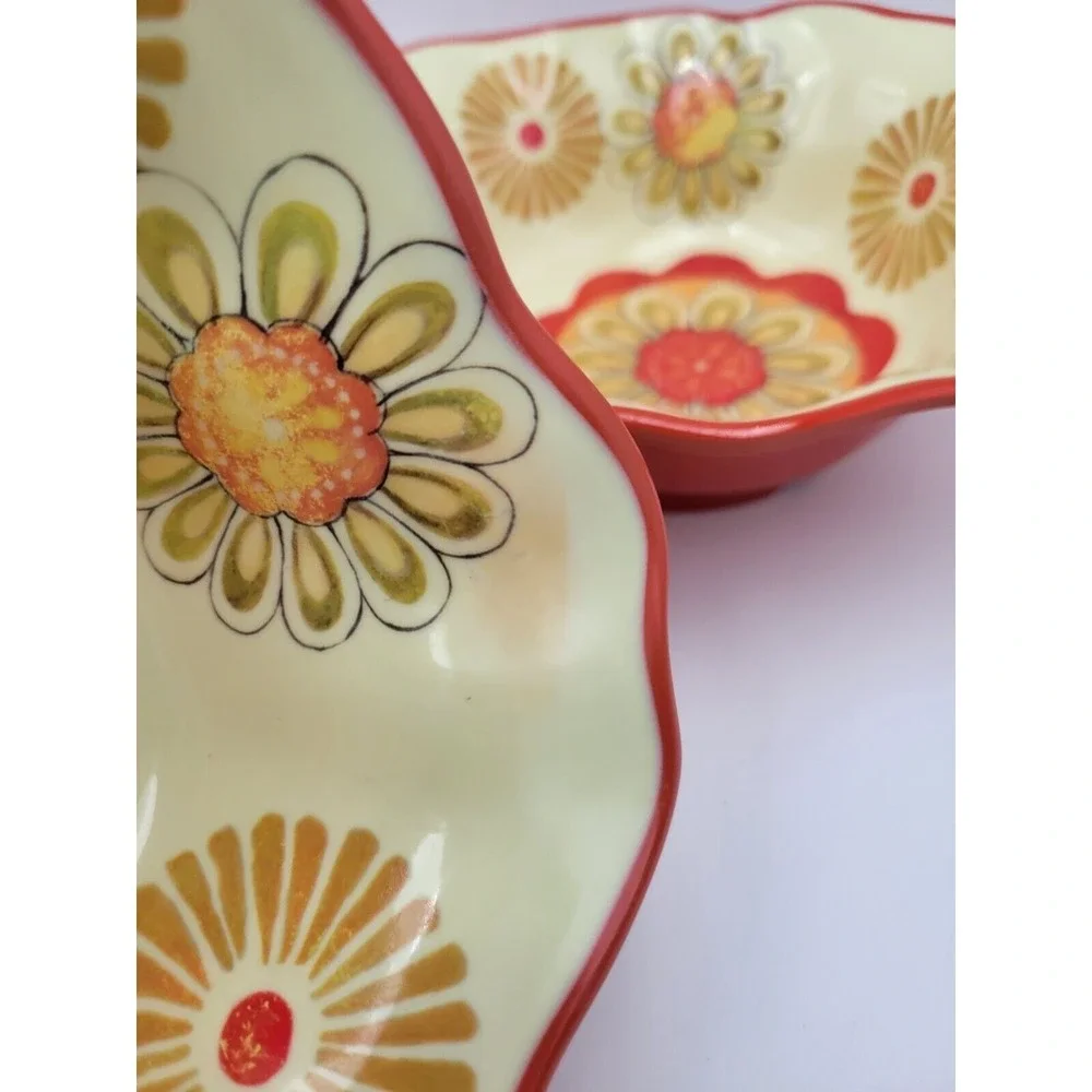 Cynthia Coulter‎ Melamine Dinnerware Set 11pc Orange Yellow Plates Bowls Outdoor